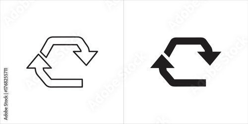 Recycle symbol in outline and solid black on a