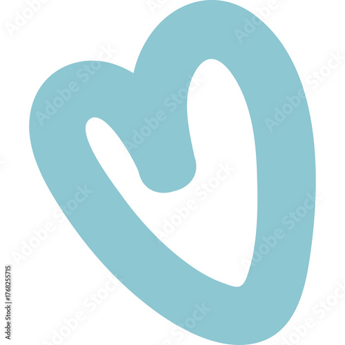 Soft Blue Abstract Heart Shape Drawn with Single Line on Transparent Background Perfect for Valentine's Day or Love Themes