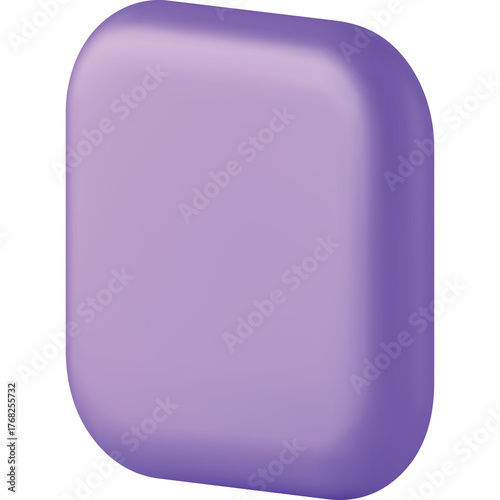 Smooth Rounded Rectangular Shape in Soft Lavender Purple with Subtle Gradients and Highlights Against a Transparent Background