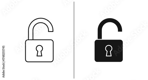 Unlock icon, outline and filled