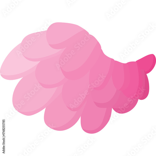 Soft Pink Feather Wing with Gradient Tones Against a Transparent Background