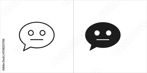 Neutral face icon in a speech bubble