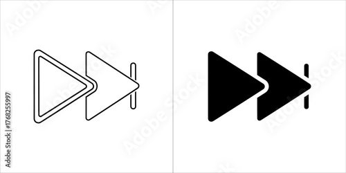 Outline and solid black fast forward icon