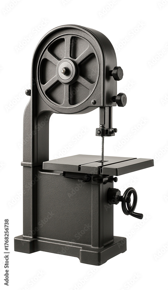 Fototapeta premium Robust industrial band saw featuring a 14-inch throat depth for manufacturing use.
