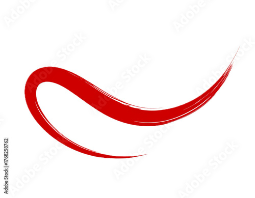 Hand drawn red calligraphy swoosh isolated on white background