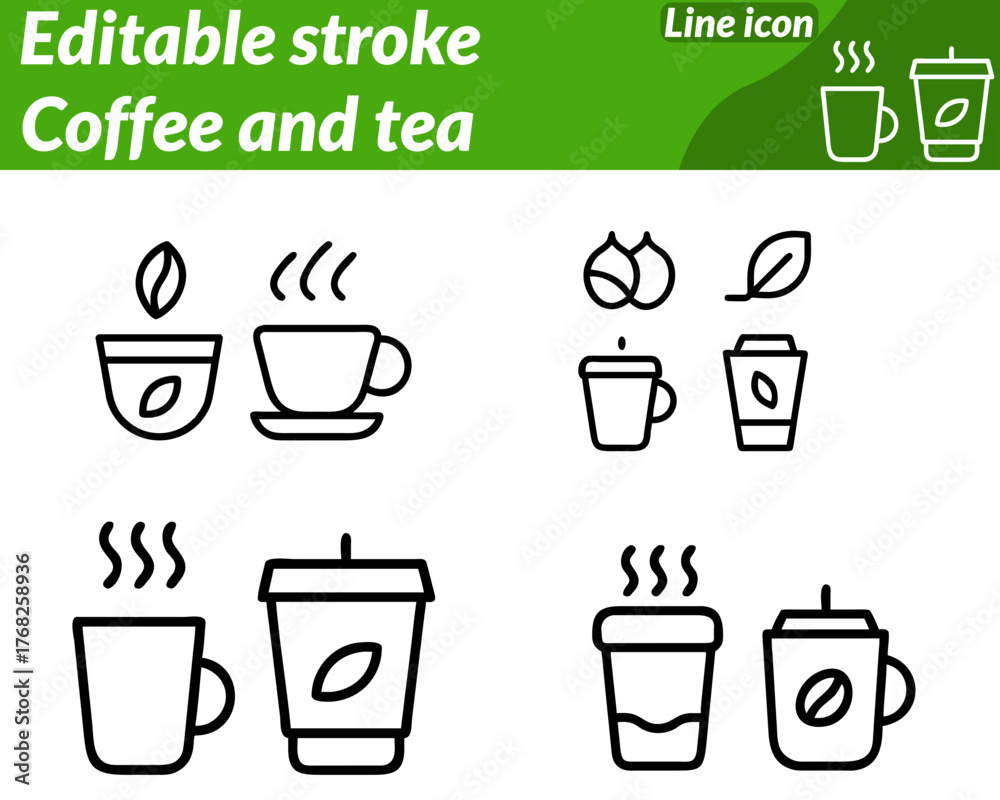 custom made wallpaper toronto digitalA warm inviting icon featuring a steaming coffee cup and a teapot tea mug to symbolize relaxation and refreshment. The design includes rising steam lines tea leaves coffee beans for a cozy atmosphere.