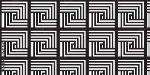 black and white fabric chevron metallic line geometric pattern square texture textile overlap design.	