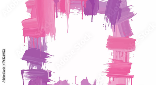 Abstract frame with pink and purple brushstrokes providing a dynamic and vibrant artistic texture