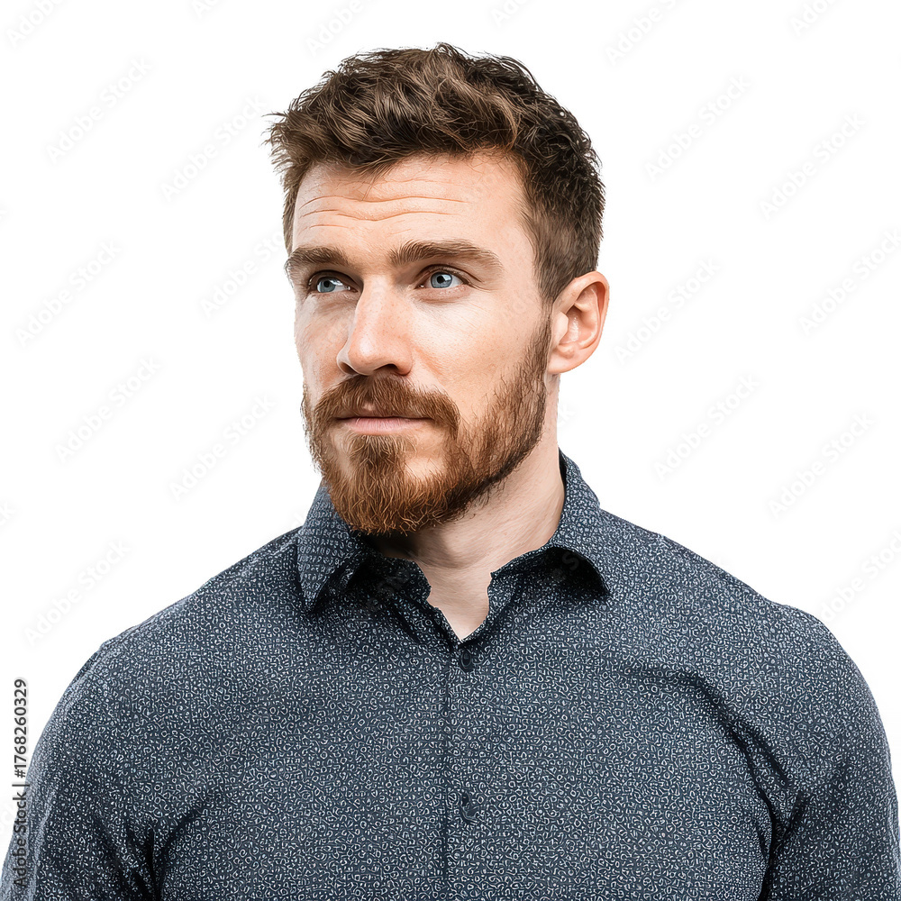 Fototapeta premium Handsome man portrait png attractive man png staring man png male model png man gaze png masculine man png male portrait png man face png contemplative man png man png transparent background image