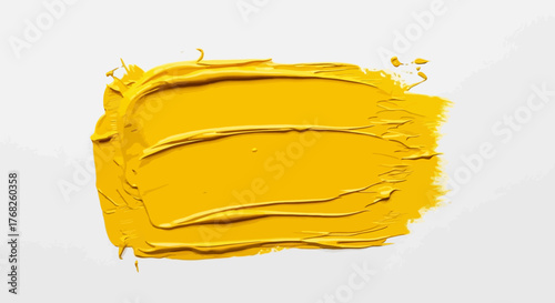 Vibrant Yellow Brushstroke: A Bold and Energetic Artistic Statement on Clean White Surface
