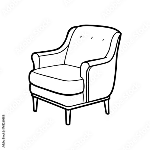 Illustration of a classic armchair design on transparent background silhouette