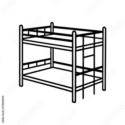 Illustration of a black outlined bunk bed on transparent background silhouette