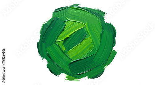 Abstract emerald orb crafted with textured paint strokes displaying a modern artistic flair