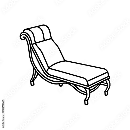 Illustration of a chaise lounge outline on transparent background silhouette