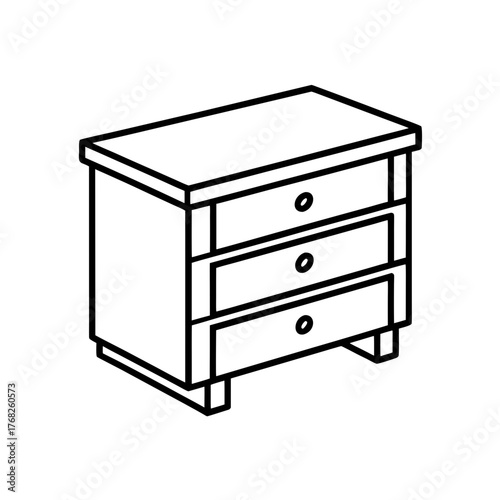 Isometric outline of chest with drawers on transparent background silhouette