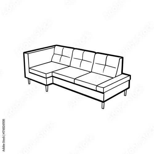 Illustration of a sectional sofa design on transparent background silhouette