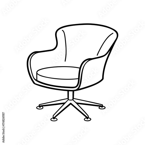 Illustration of a swivel office armchair on transparent background silhouette