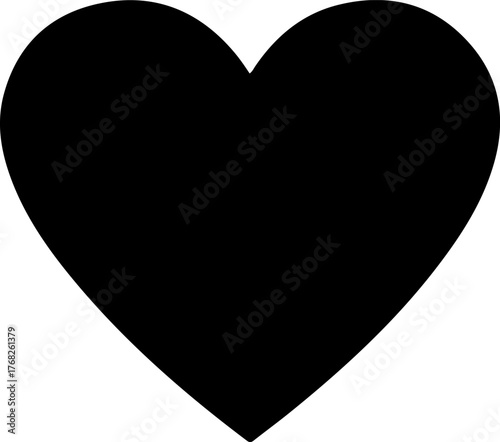 Solid black heart shape symbol icon for love romance emotion and valentines day