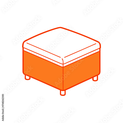Vector illustration of an orange ottoman