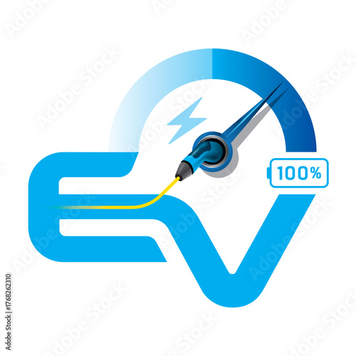 Concept logo EV design for creative inspire, template vector