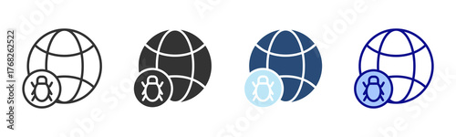 Bug Icon Set. Designed In Multi Style