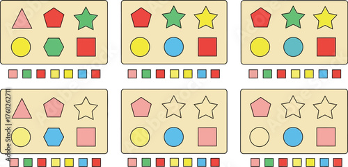 Shapes colors matching game educational activity for children