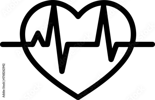 Simple heartbeat ekg line inside a heart outline medical symbol graphic