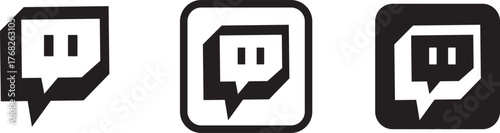 Twitch logo icons set. Social Media Platforms. popular communication platform. social network logos. twitch icon isolated. twitch button.  Popular Social media icons set Twitch