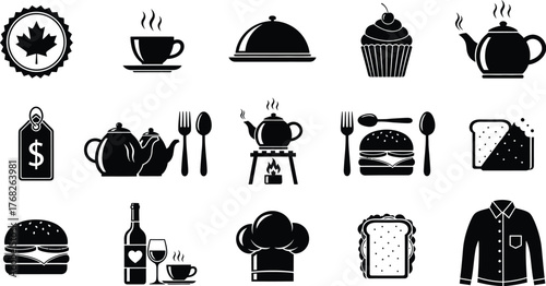 Restaurant menu food drink icons vector graphic design elements