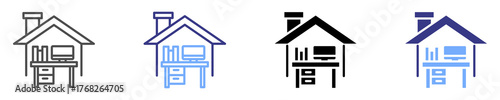 home office icon set multiple style