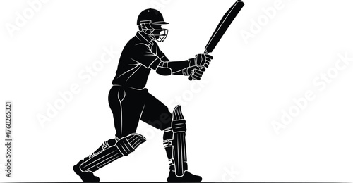 Cricket batsman silhouette vector art for sports illustration