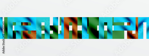 Abstract colorful blocks span image width. Horizontal pattern features varied hues, creating visual texture. Simple design, minimal detail.