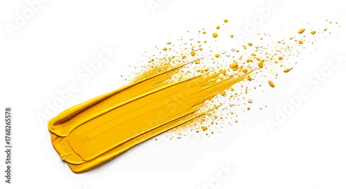 Artistic gold streak and particles on white backdrop a vibrant touch for designs