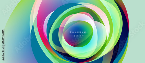 Abstract colorful layers create circular design. Vibrant hues blend, forming dynamic visual effect. Modern background element.