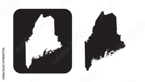 Maine state outline in two styles on transparent background silhouette