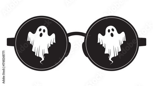 Stylish sunglasses with a spooky ghost design on transparent background silhouette