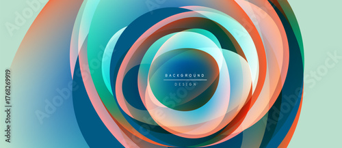 Abstract concentric circles, vibrant colors blend. Modern design evokes movement, depth, visual harmony. Background suggests technology, innovation.