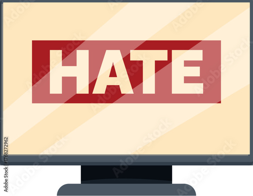 Computer monitor showing hate speech, illustrating online negativity and the spread of harmful content through digital platforms