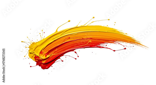 Vibrant paint streak capturing fluid gradients from sunny yellow to fiery red expression