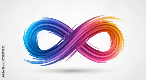 Abstract brushstroke infinity symbol with vibrant gradients creating a sense of boundless flow