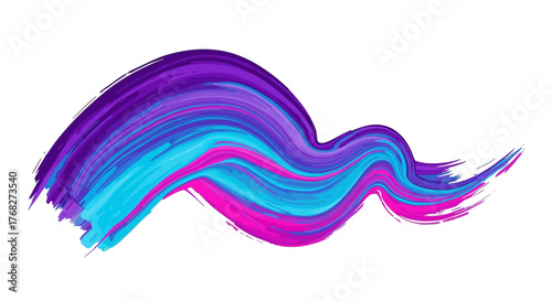 Fluid abstract painting strokes with vibrant purple pink and blue hues in wave motion