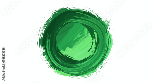 Dynamic emerald watercolor circle design with layered brushstrokes and textured effects offering a