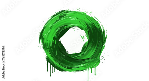 Photos Vibrant emerald swirl on a pure white canvas, evoking a sense of ecological flui