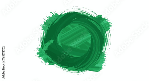 Abstract green watercolor paint swirl texture, artistic design element with white background