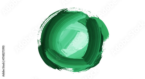 Emerald vortex with painterly texture showcases artistic expression on white canvas