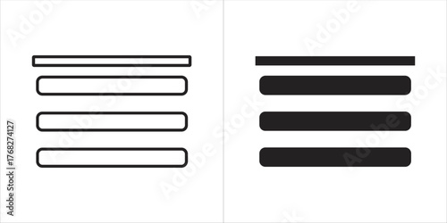 Hamburger menu icon in outline and filled style