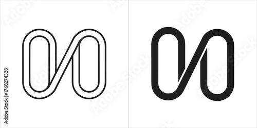 Infinity symbol icon in black and white