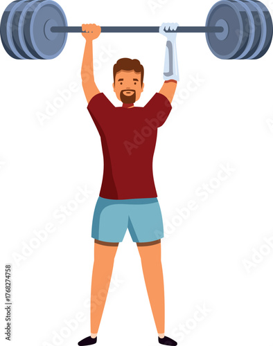 Determined athlete with prosthetic arm lifting a barbell, demonstrating strength, resilience, and overcoming physical limitations in sports