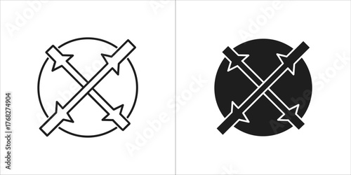 Two icons representing prohibition and restriction, one in outline and one in solid black