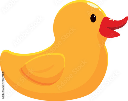 Cute yellow rubber duck floating serenely, perfect for bath time fun and childhood memories